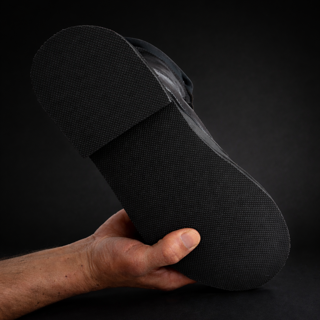 Suela de la bota urbana Lastre de Revolución Urbana elaborada en molido de llanta.