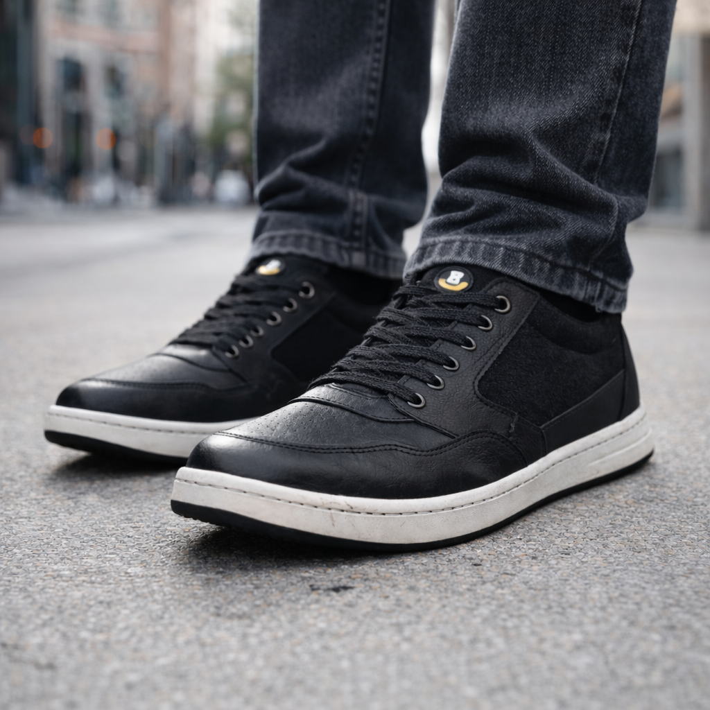 Par de sneakers urbanos Sílice de Revolución Urbana hechos con neumático reciclado y textil.
